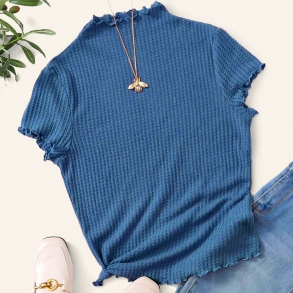 SHEIN neck textured tee